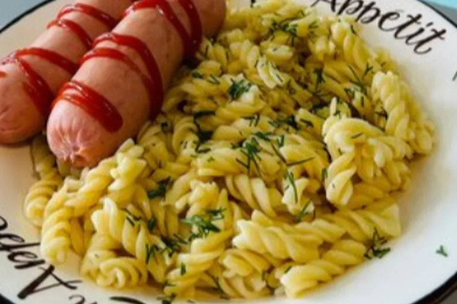 Макароны с вареными сосисками Вязанка рубленная